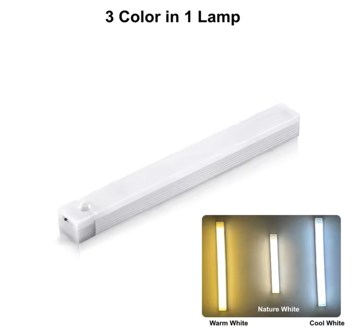 LumiAuto barre LED détecteur de mouvement sur fond blanc, vue produit